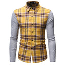 Men Patchwork Plaid Print Long Sleeves Shirts