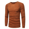 Men Long Sleeves Button Design Round Neck Knit Sweater