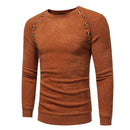 Men Long Sleeves Button Design Round Neck Knit Sweater