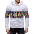 Casual Men Letter Print White Long Sleeves Hoodies