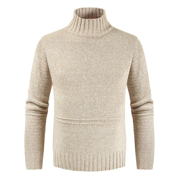 New Arrival Men Pure Color Long Sleeves Turtle Neck Knit Sweater