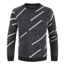 Hot Sale Men Simple Line Print Round Neck Soft Sweater