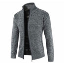 Men Pure Color Long Sleeves Zipper Knitted Warm Jackets