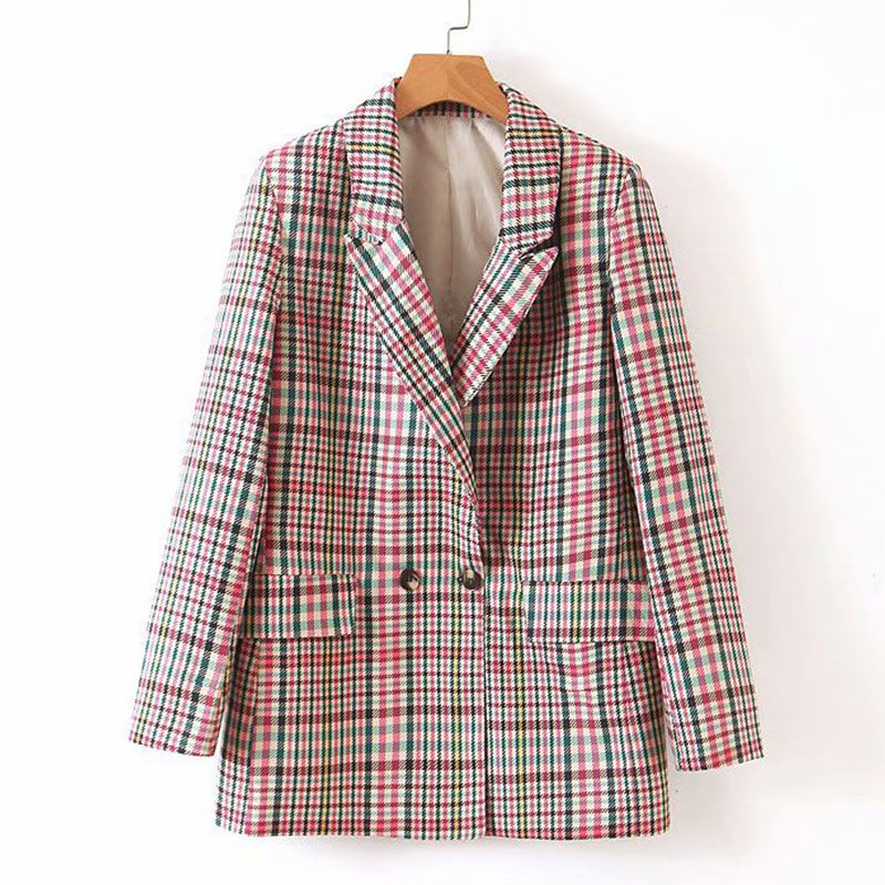 Hot Sale Multi Color Plaid Pattern Women Classic Blazer