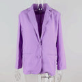 Women Classic Double Buttons Design Long-sleeve Purple Blazer