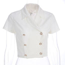 Ins Hot Sale Double-breasted Pattern Short-sleeve Cropped Blazer