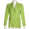 Women Leisure Neon Green Black Medium Length Blazer