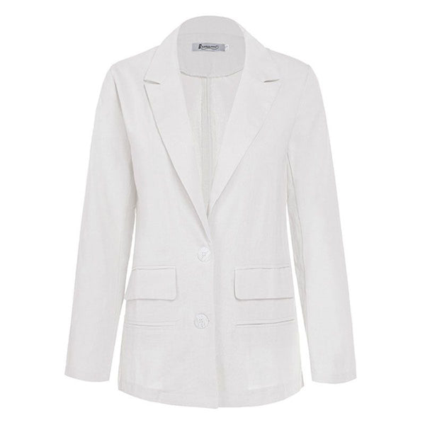 Hot Sale Casual Women Breathable Plain Cotton Linen Fabric Blazer
