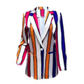 Block Color Stripes Pattern Women Casual Blazer