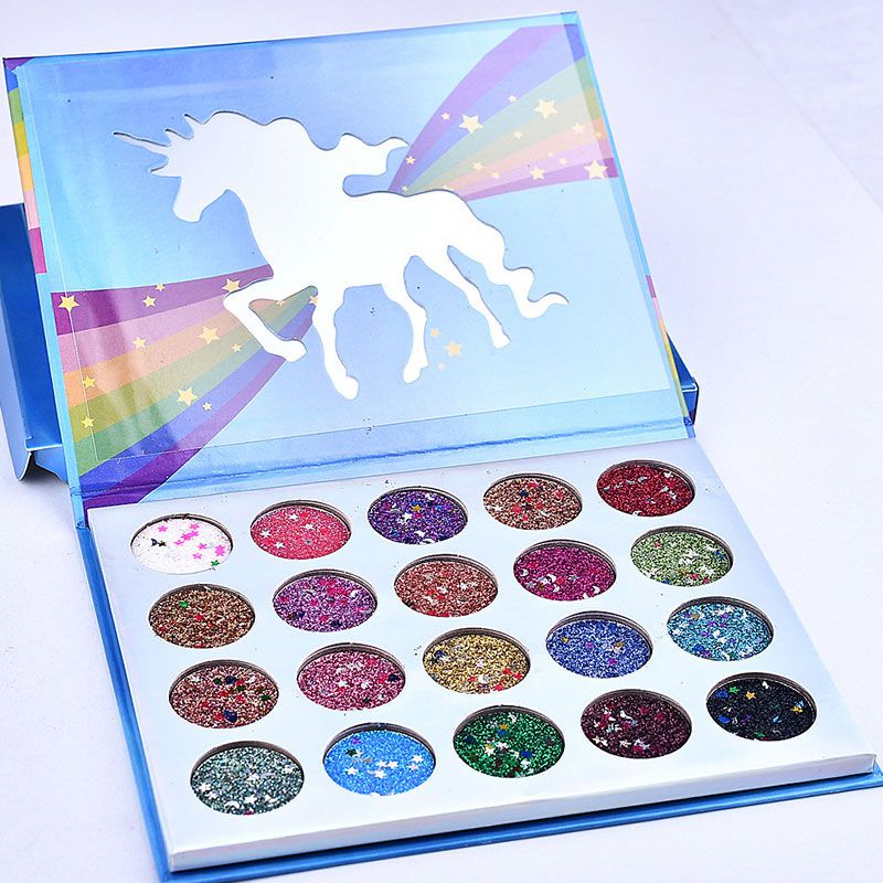 Hot Sale Star Moon Pattern Sequins Decor 20 Colors Shining Pearlescent Eyeshadow Palette