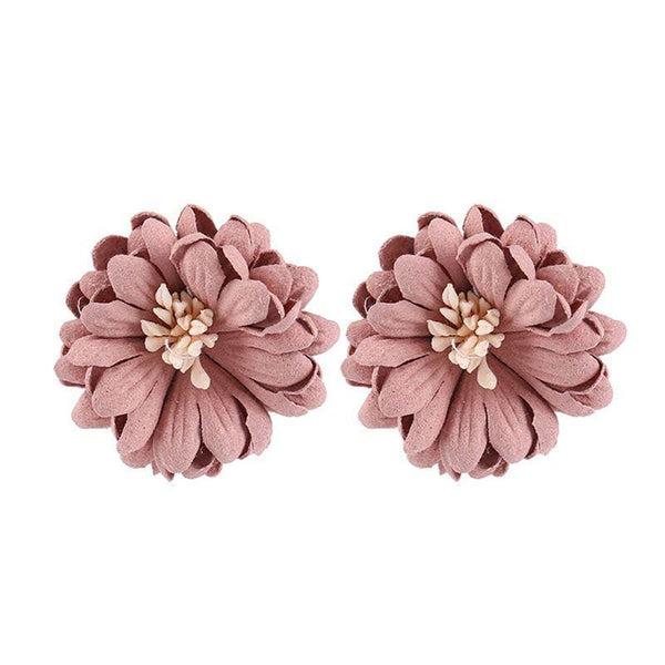 Women Natural Style Unique Artificial Flower Pattern Fabric Earrings