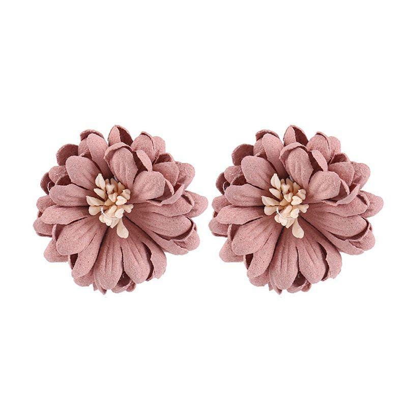 Women Natural Style Unique Artificial Flower Pattern Fabric Earrings