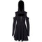 Gothic Style Women Halter Pattern Cool-shoulder Long-sleeve Hooded Mini Dress