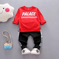 2 Pcs Set Casual Baby Boy Letter Print Round Neck Tops And Pant