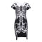 Gothic Style Lapel Skull Print Short-sleeve Figure Flattering Dress