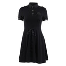 Gothic Style Lapel Short-sleeve Single-breasted Defined Waist Lace-up Dress