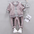3 Pcs Set Baby Simple Style Long Sleeves Zipper Jacket And Pant