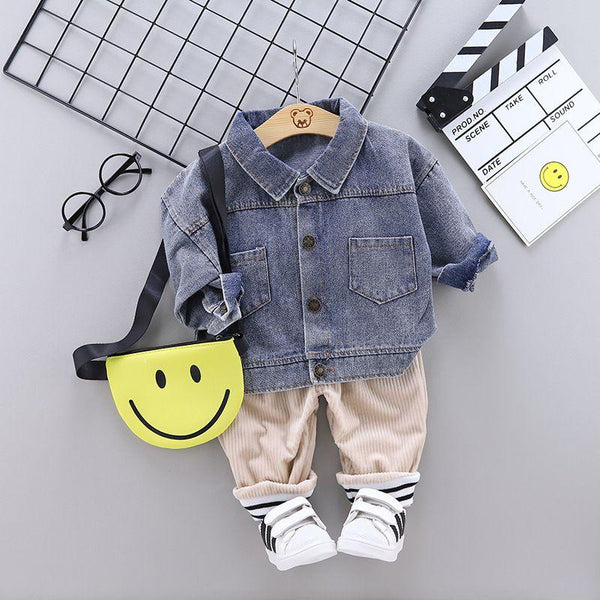 2 Pcs Set Baby Boy Casual Denim Jacket And Pant