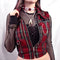 Classic Plaid Print Lapel Sleeveless Punk Style Cropped Outerwear