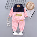 2 Pcs Baby Letter Print Color Blocking Hoodie And Pant