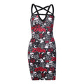 Gothic Style Pentagram Print Sexy Cut-out Women Slip Dress