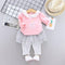 2 Pcs Baby Girl Swan Print Tees And Patchwork Pant