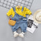 2 Pcs Fashion Baby Girl Boy Solid Color T-shirt And Denim Overall
