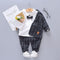 3 Pcs Baby Boy Plaid Print Lapel Outwear And White Tee And Pant