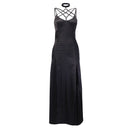 Gothic Style Halter Pattern Side-slit Figure Flattering Women Maxi Dress