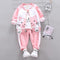 3 Pcs Baby Girl Cat Pattern Zipper Jacket And Tee And Pant