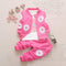 3 Pcs Baby Girl Sunflower Print Standing Collar Coat And Tee And Pant