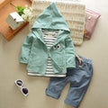 3 Pcs Baby Girl Boy Cut Eye Print Hooded Outwear And T-shirt And Pant