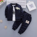 3 Pcs Baby Boy Fish Print Long Sleeves Tee And Outerwear And Pant