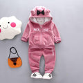 2 Pcs Toddler Girl Warm Cute Ear Pattern Hooded Jackets And Pants