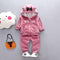 2 Pcs Toddler Girl Warm Cute Ear Pattern Hooded Jackets And Pants