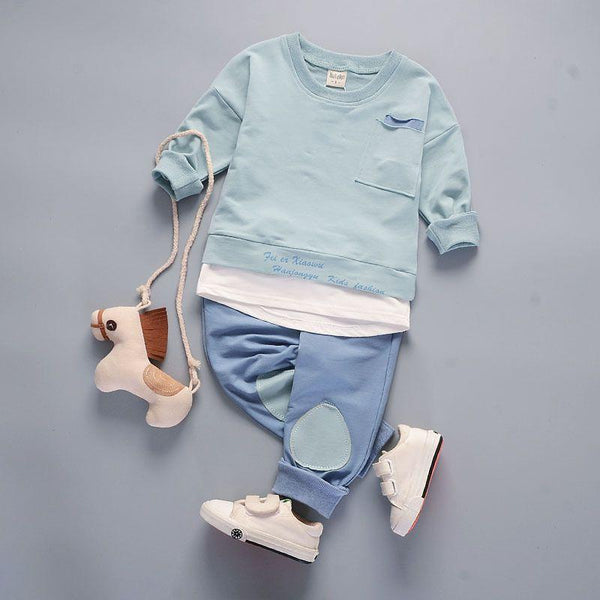 2 Pcs Baby Toddler Round Neck Long Sleeves Tops And Pants