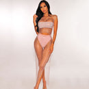 Hot Sale Women Sexy Sleeveless Mesh Hollow Tank Top Side-slit Skirt See-through Two-piece Set