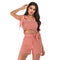 Hot Sale Women Plaid Print Ruffled Cropped Camisole Lace-up Shorts Two-piece Set