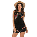 Women Ethnic Style Flower Print Camisole Casual Shorts Two-piece Set