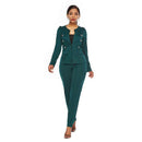 Women Fashion Solid Color Long-sleeve Single-breasted Suit Set