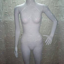 Hot Sale Sexy See-through Mesh Rhinestone Decor Two-piece Nightclub Wear