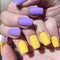 Simple Yellow Purple Jumping Color Square Shaped Fake Nails