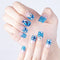Dreamy Blue Glitter Design Crystal Finger Nail Tips