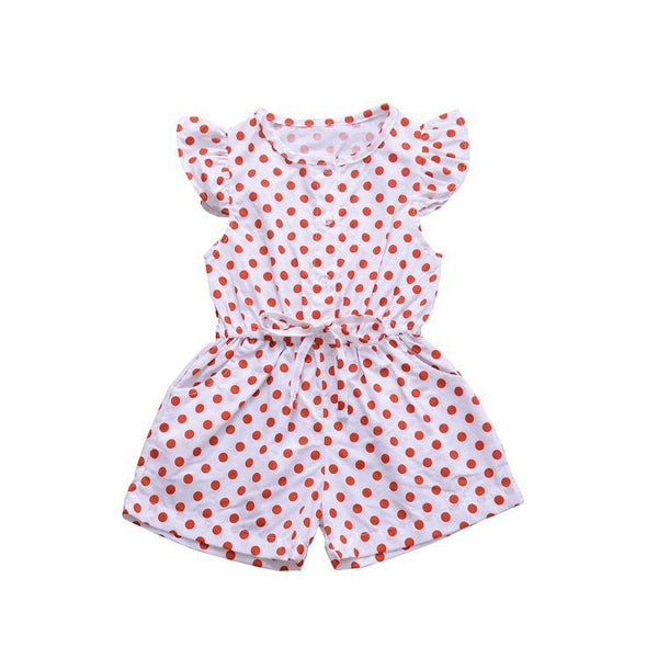 Baby Infant Toddler Girl Dot Print Ruffle Sleeves Romper