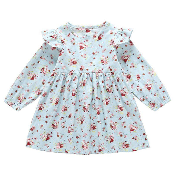 Baby Girl Floral Long Sleeves Round Neck Dress