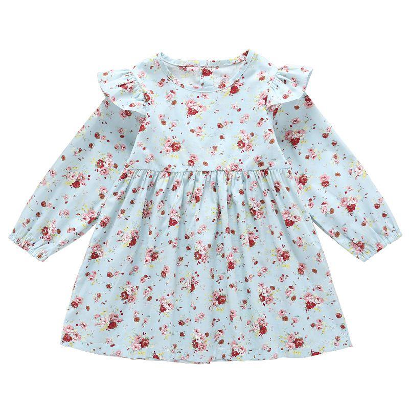 Baby Girl Floral Long Sleeves Round Neck Dress