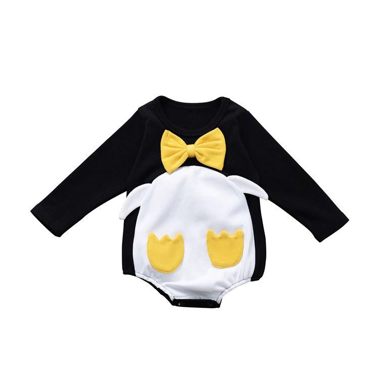 Baby Infant Toddler Cute Penguin Pattern Long Sleeves Bodysuit