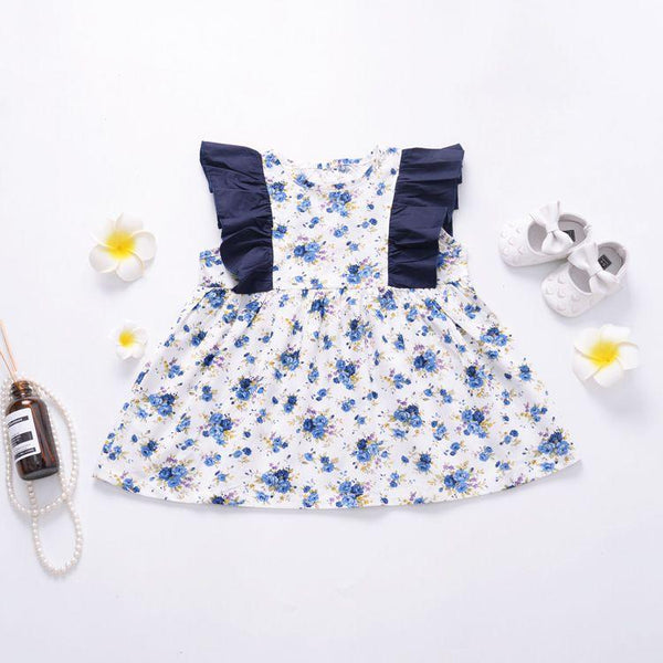 Baby Girl Fresh Flower Print Ruffle Sleeves Dress