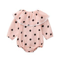 Baby Girl Dot Print Long Sleeves Round Neck Bodysuit With Cape