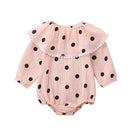 Baby Girl Dot Print Long Sleeves Round Neck Bodysuit With Cape